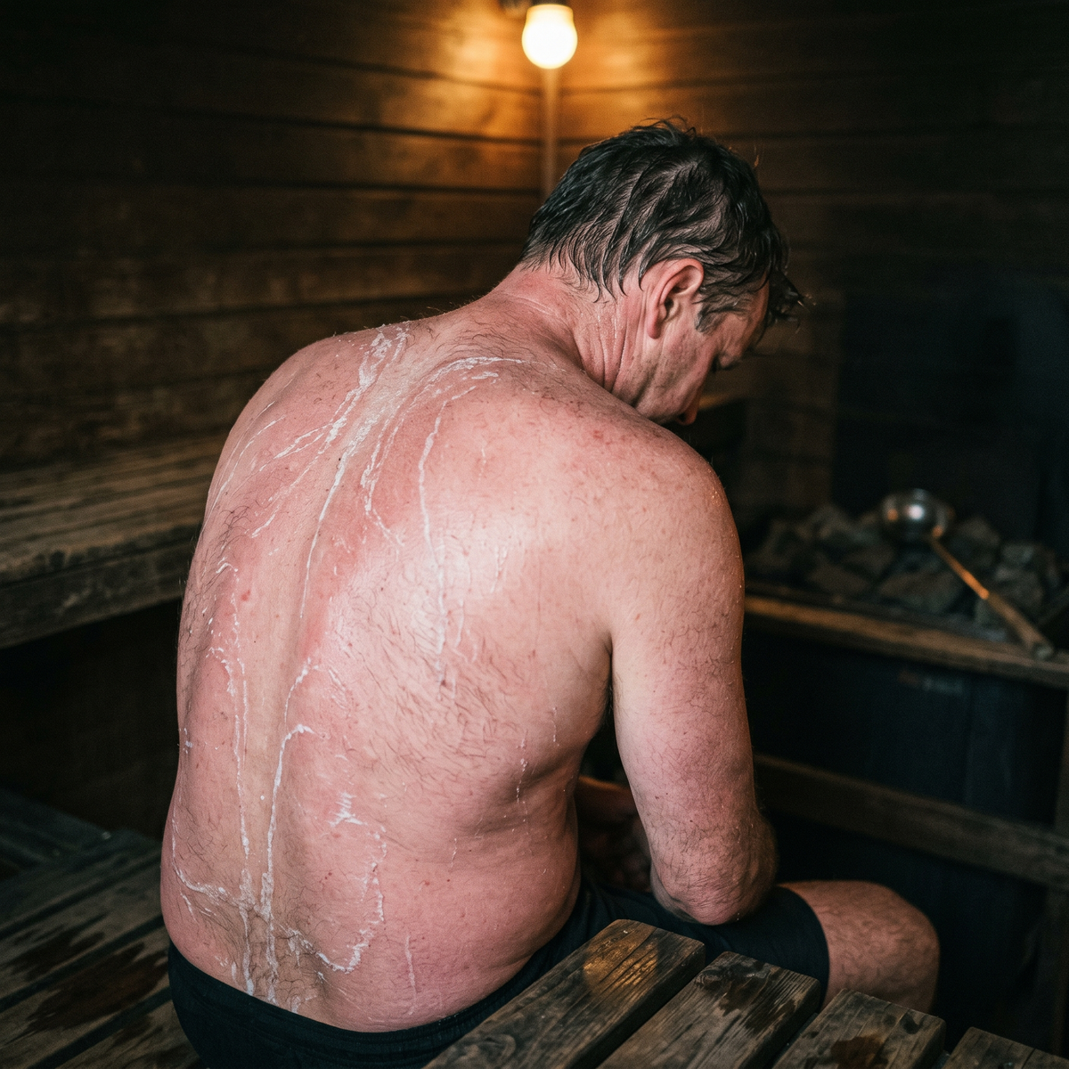 Salt residue after a sauna session