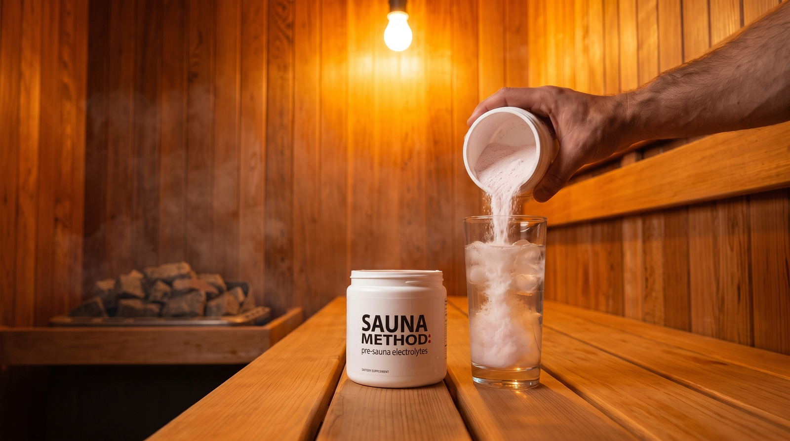 Sauna Method in use on cedar sauna bench