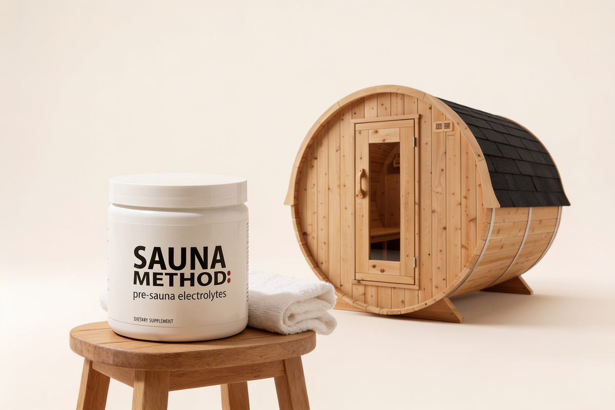 Sauna Method electrolytes and handcrafted cedar sauna